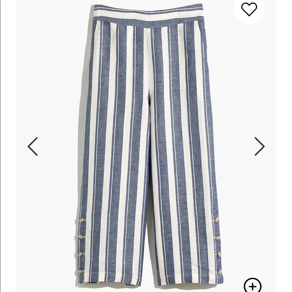 Madewell Huston Pull on Crop Pant Indigo Stripe M